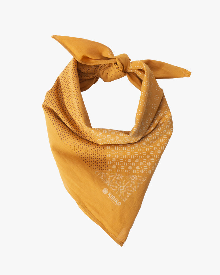 Kiriko Original Screen Printed, Custom-Dyed Bandana, Katazome Multi - Yellow