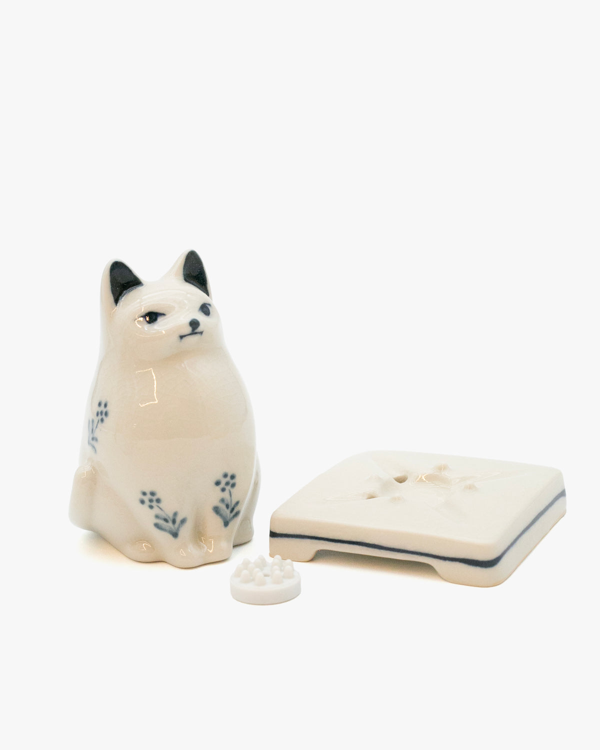 Nippon Kodo Porcelain Incense Holder, Cat