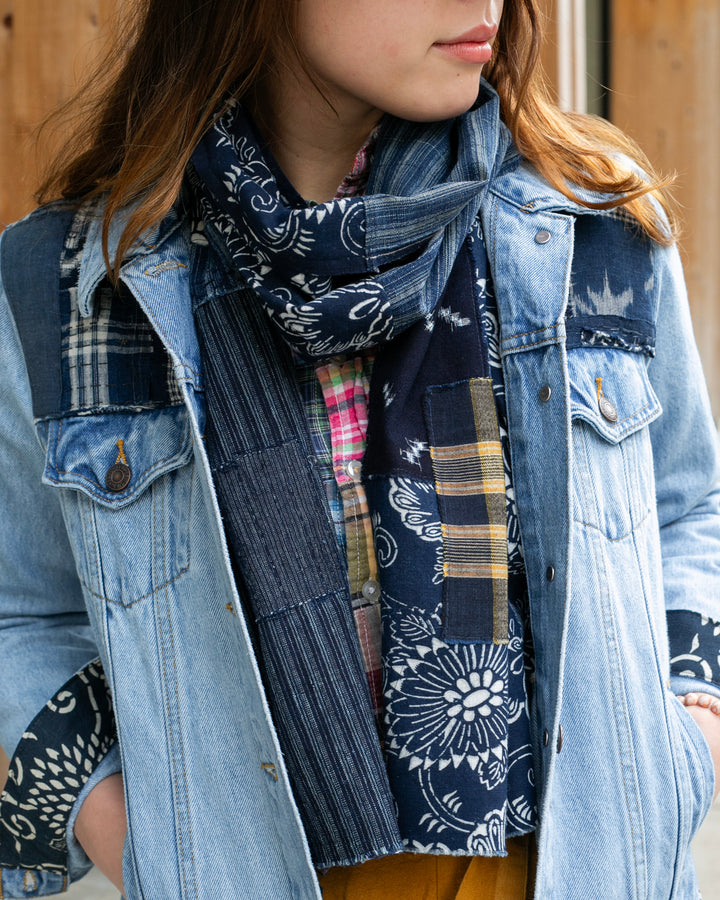 Kiriko Original Scarf, Patched Boro, Indigo, 35