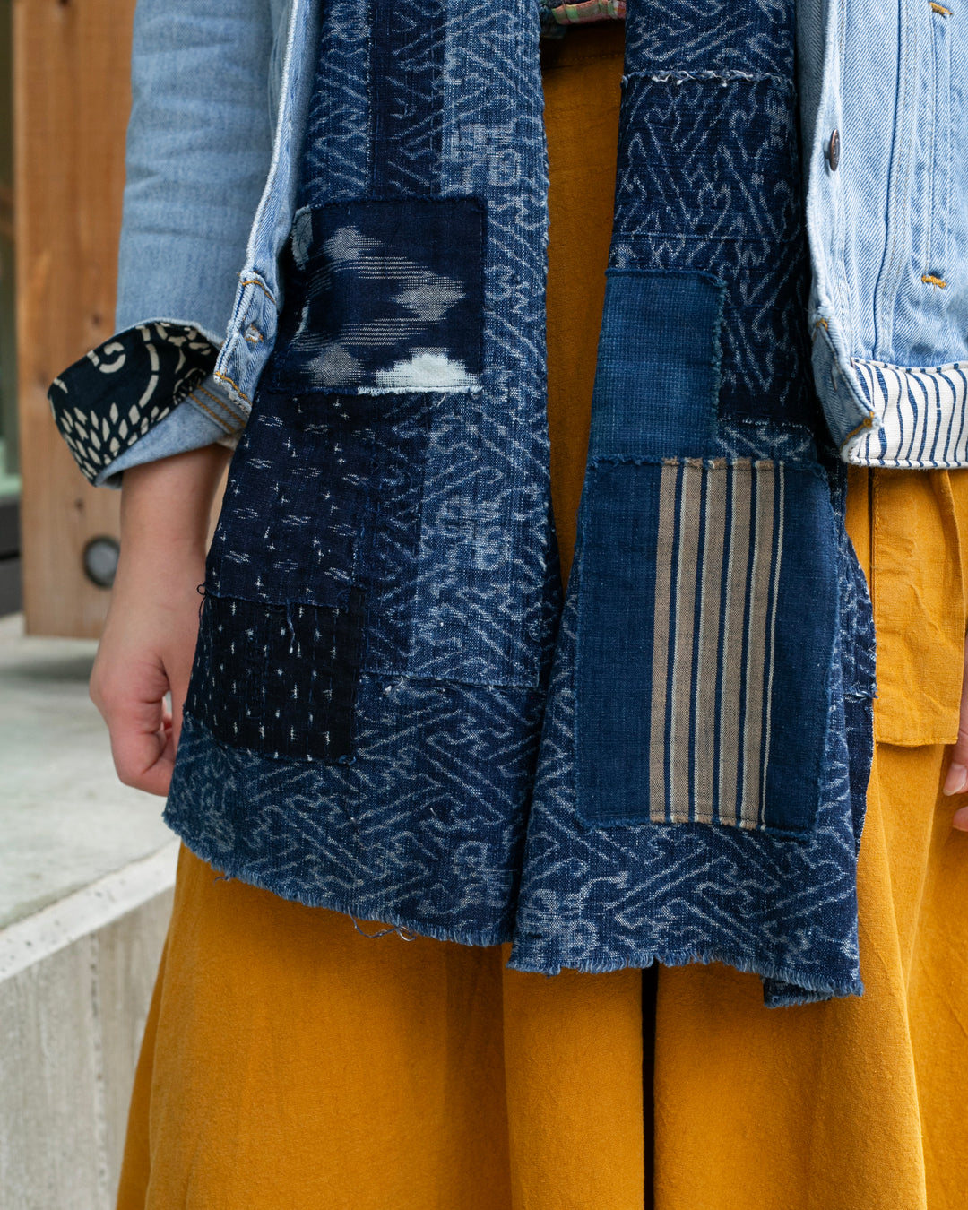 Kiriko Original Scarf, Patched Boro, Indigo, 32