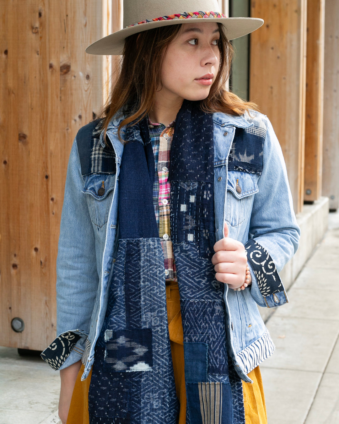 Kiriko Original Scarf, Patched Boro, Indigo, 32
