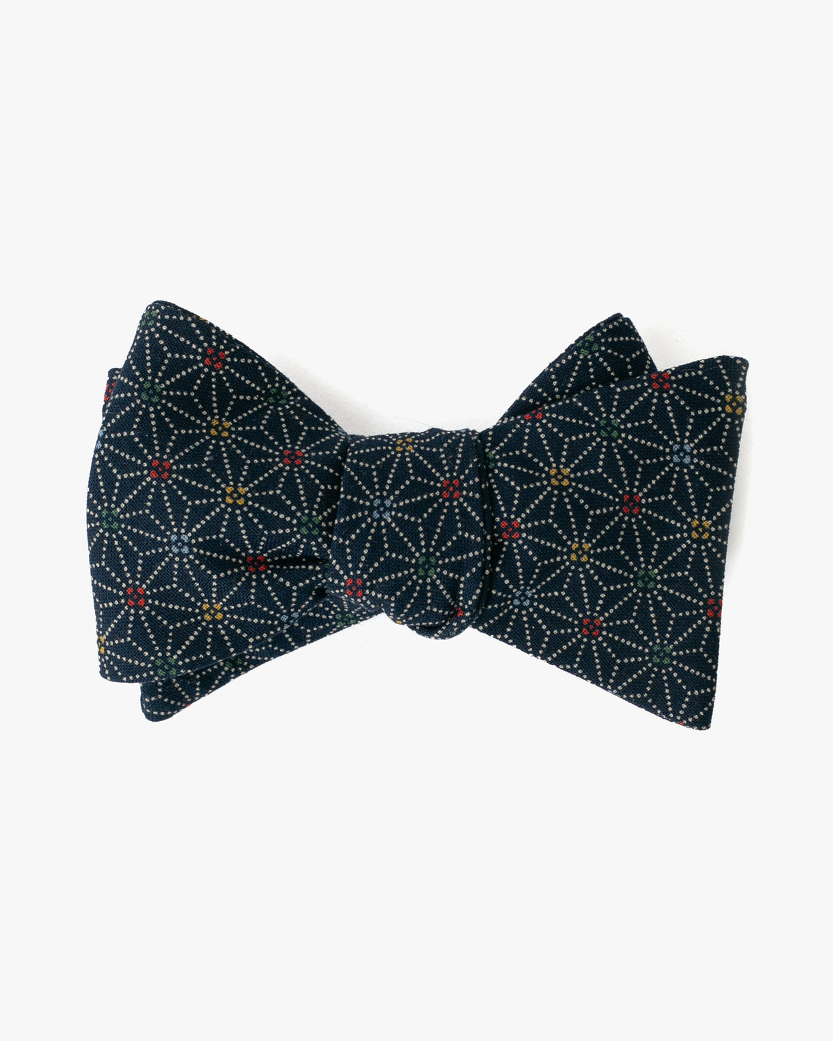 Indigo asanoha bow tie by Kiriko Made