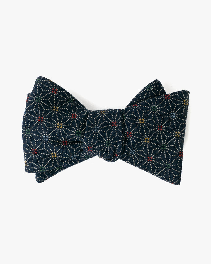 Indigo asanoha bow tie by Kiriko Made