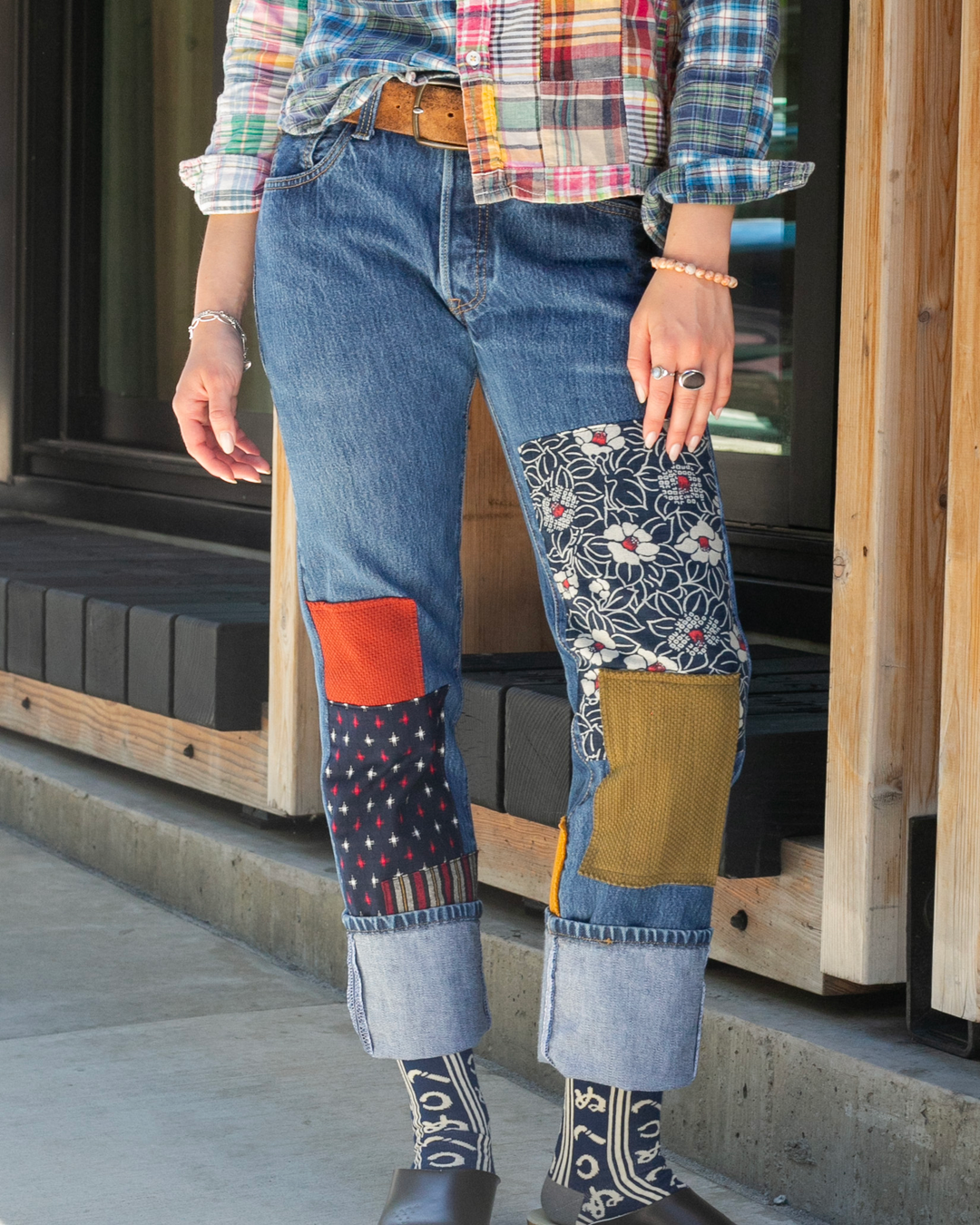 Kiriko Custom Patched Denim Jeans, Levi&
