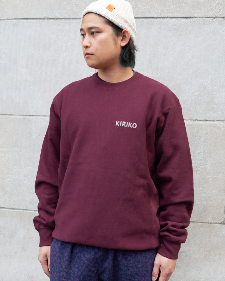 Kiriko Original Crewneck, Printed Ainu, Maroon