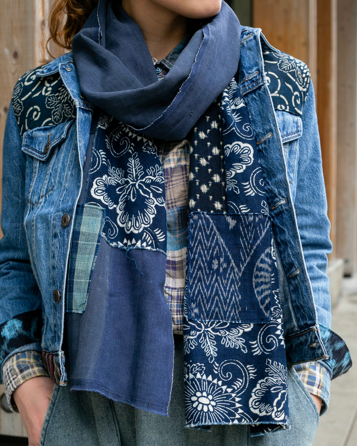 Kiriko Original Scarf, Patched Boro, Indigo, 29