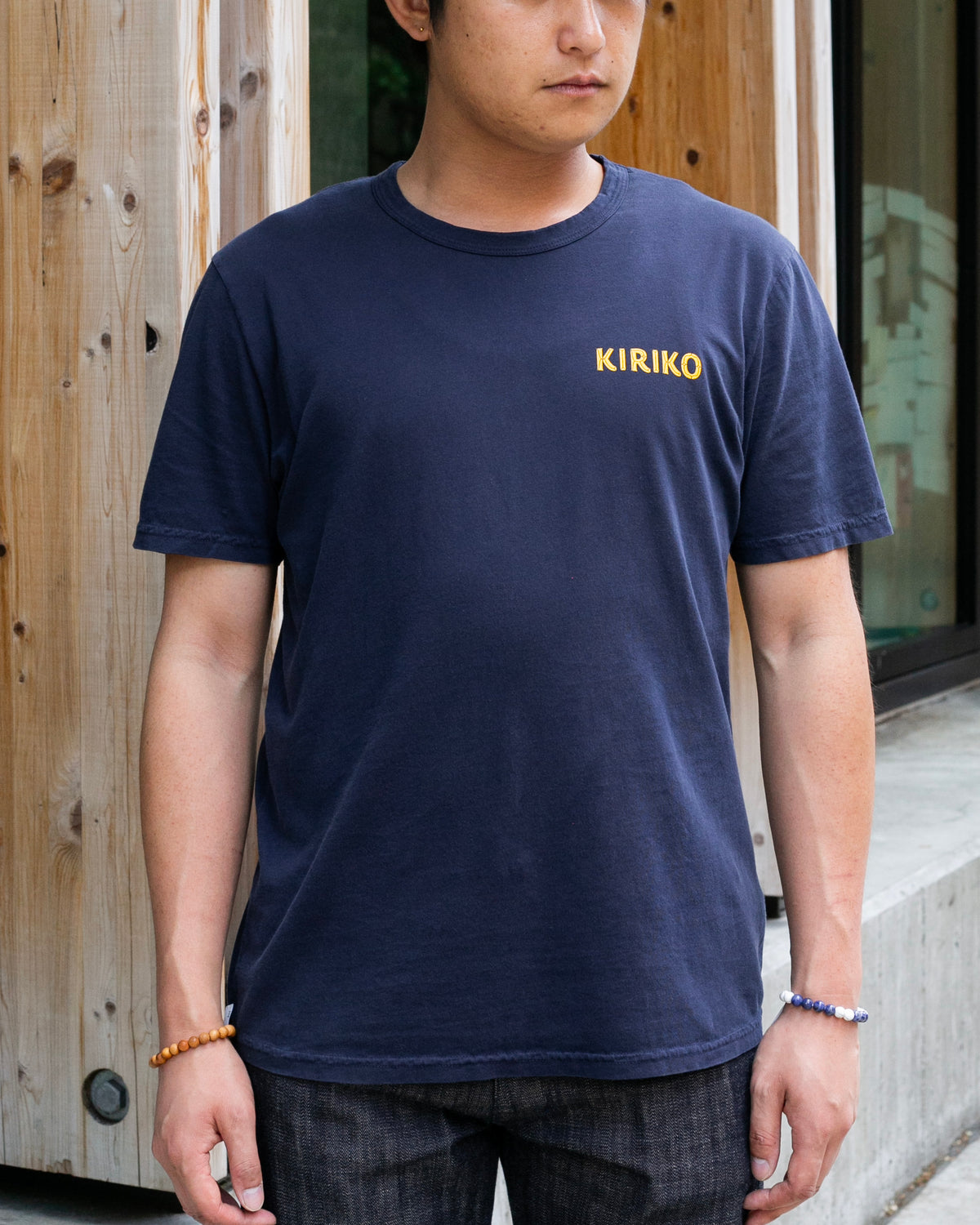 Kiriko Original Tee, 6 oz Cotton, Navy with Yellow Gradient Koi-Dragon