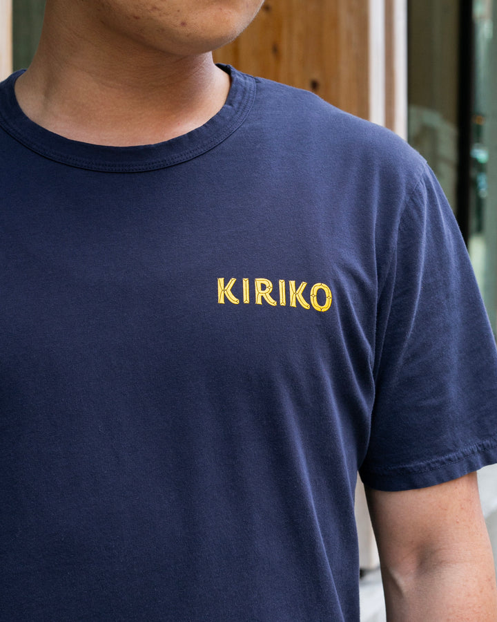 Kiriko Original Tee, 6 oz Cotton, Navy with Yellow Gradient Koi-Dragon