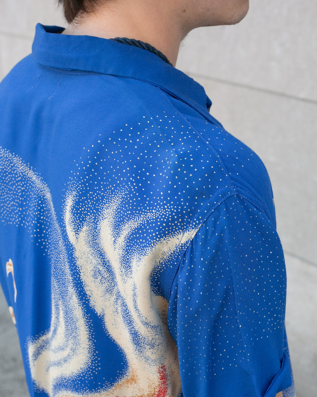 Japanese Repro, Short Sleeve Aloha Shirt, Denime Brand, Blue Volcano -  L