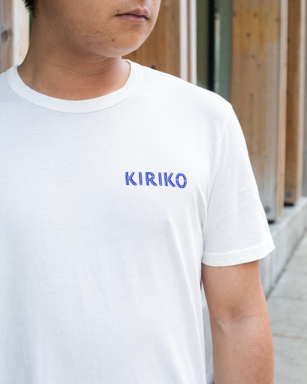 Kiriko Original Tee, 6 oz Cotton, White with Blue Gradient Koi-Dragon