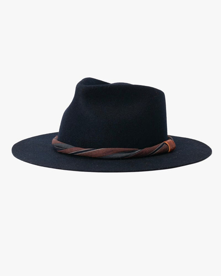 Kiriko Custom Wool Felt Hat, Navy with Braided Brown and Gray Shima