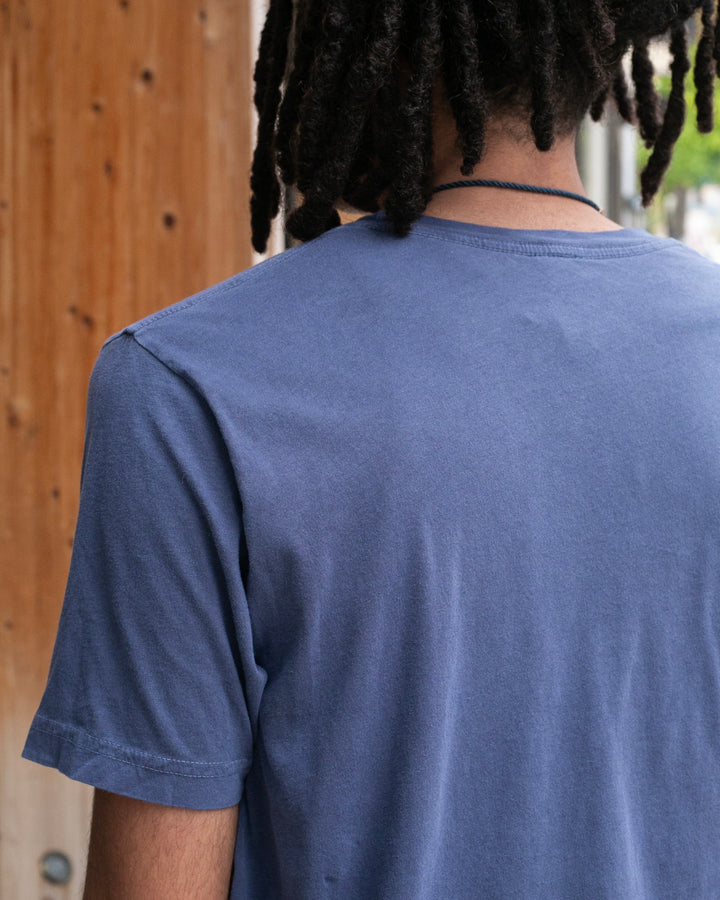 Kiriko Original Tee, 3.8 oz Cotton, Painter Tee with Patches, Blue