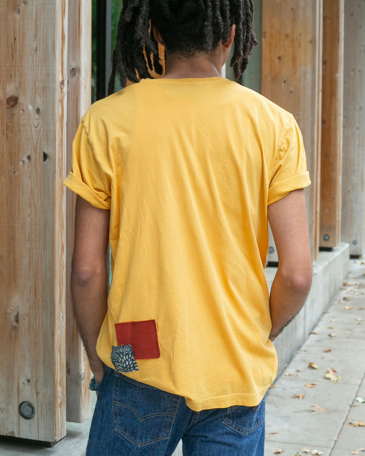 Kiriko Original Tee, 3.8 oz Cotton, Painter Tee with Patches, Sunflower