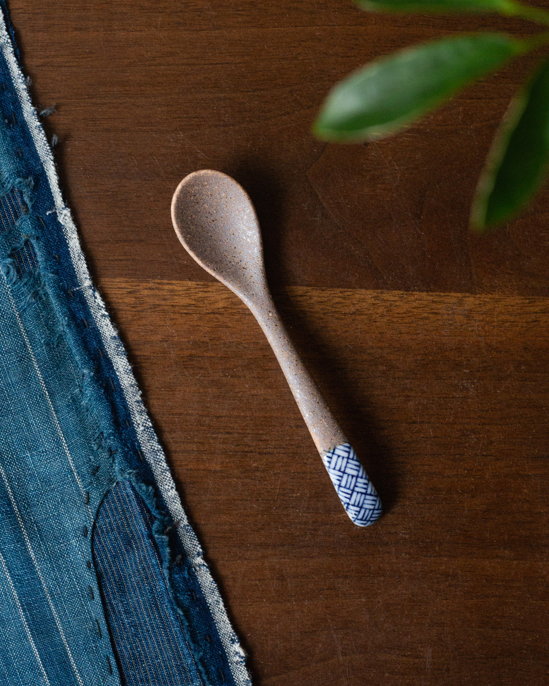 Shigaraki Hand-Painted Spoon, Ichiyama, Basket Weave