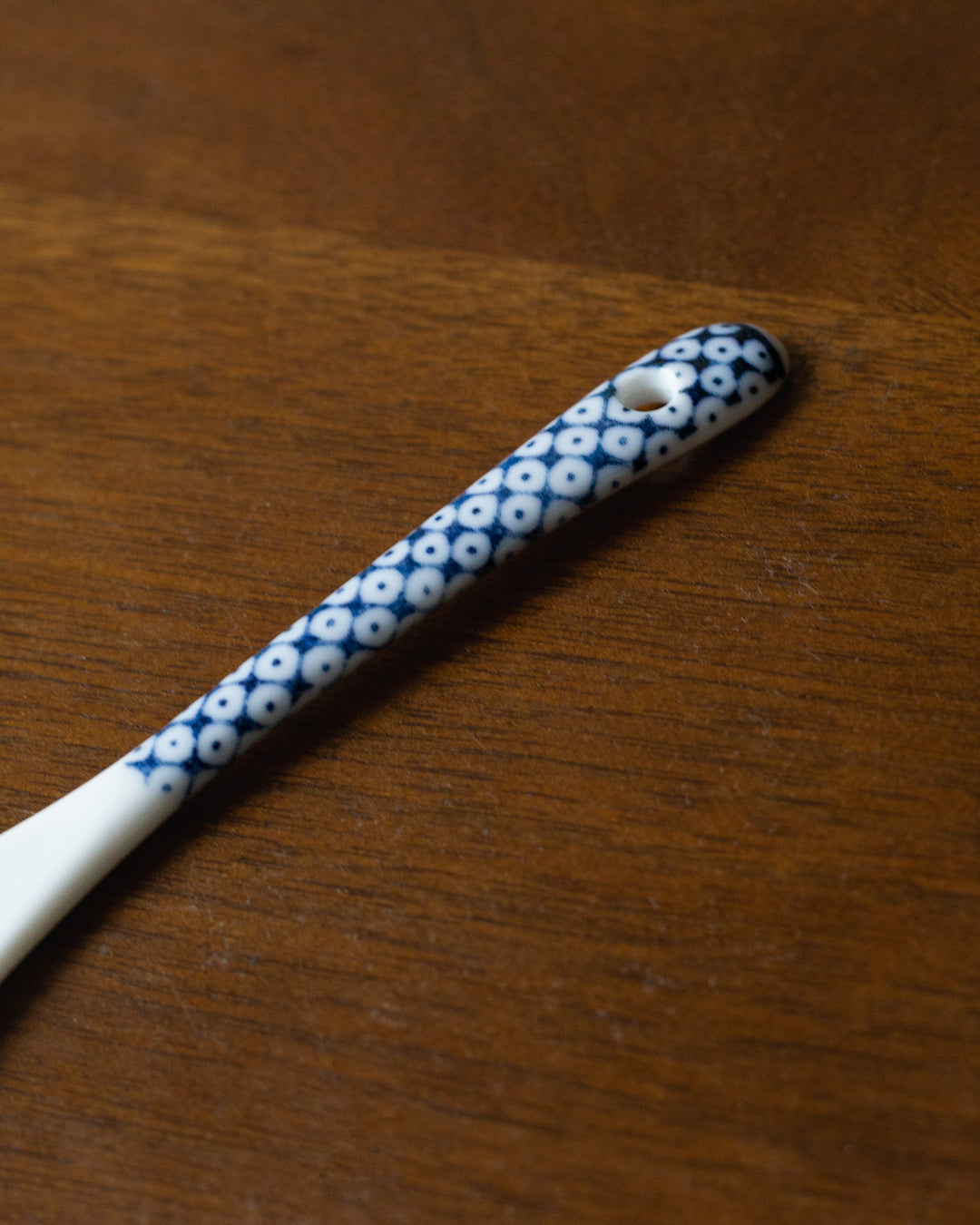 Hand-Painted Porcelain Spoon, Ichiyama, Shiro-Aizome, Kanoko Shibori