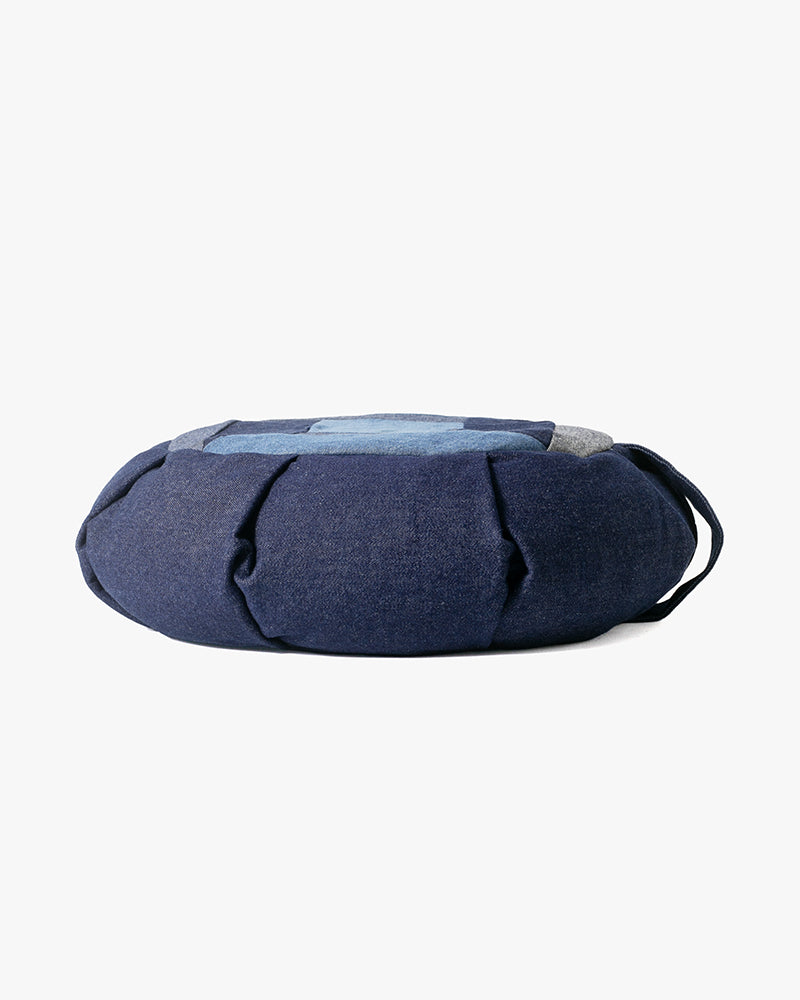Kiriko Original Meditation Pillow, Two-Tone Zafu, Indigo Large Patchwork Style