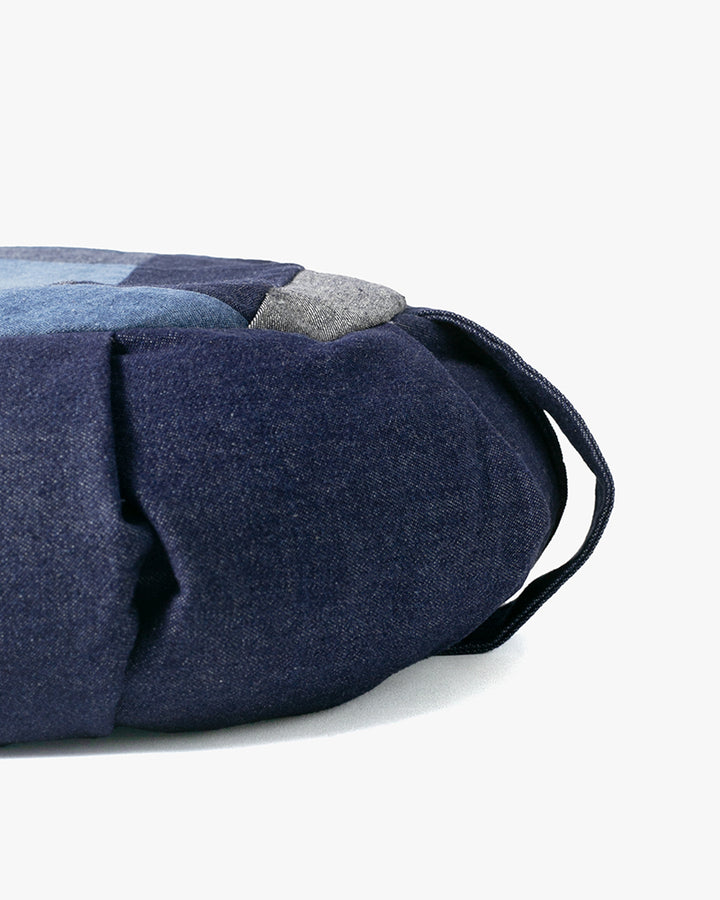 Kiriko Original Meditation Pillow, Two-Tone Zafu, Indigo Large Patchwork Style