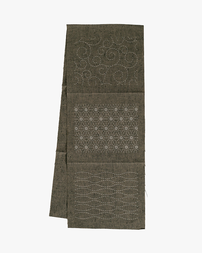 Sashiko Patch, Kofu-Tsumugi, Mouse Gray