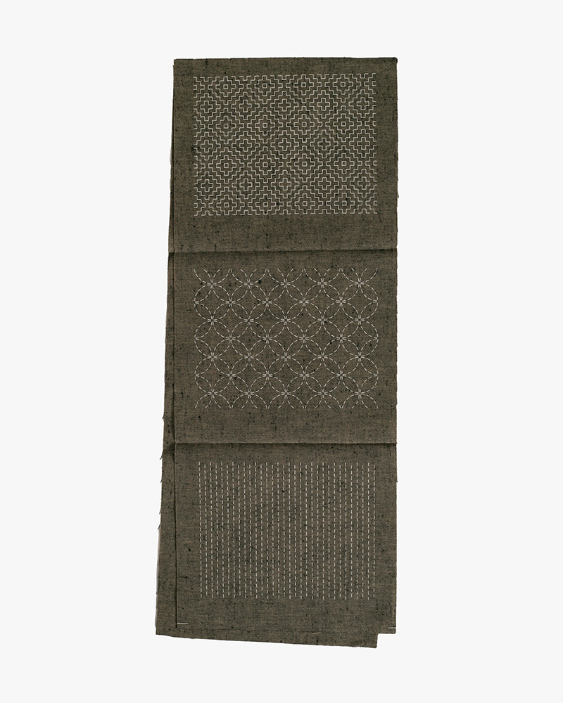 Sashiko Patch, Kofu-Tsumugi, Mouse Gray