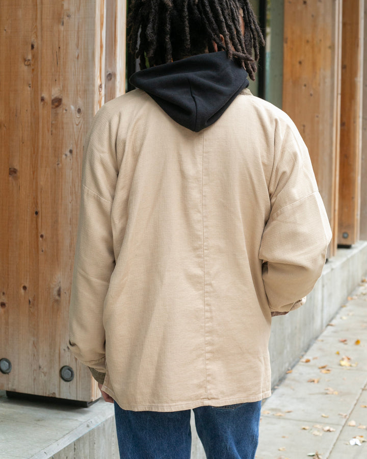 Kiriko Original Jacket, Modern Noragi, Ecru Overdyed with Multi Patchwork, Azuki and Gold