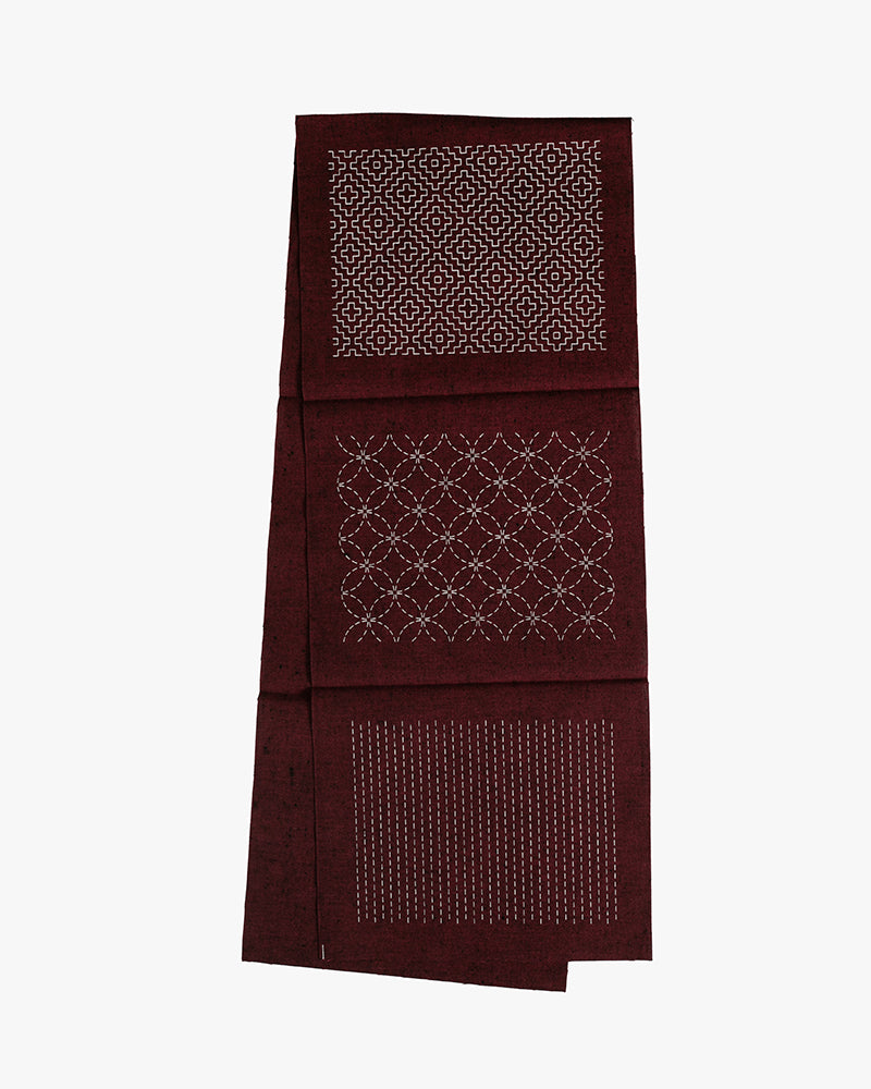 Sashiko Patch, Kofu-Tsumugi, Deep Red