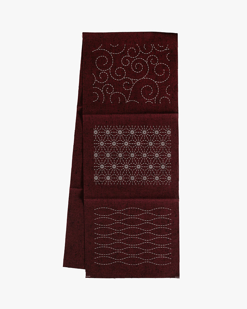 Sashiko Patch, Kofu-Tsumugi, Deep Red