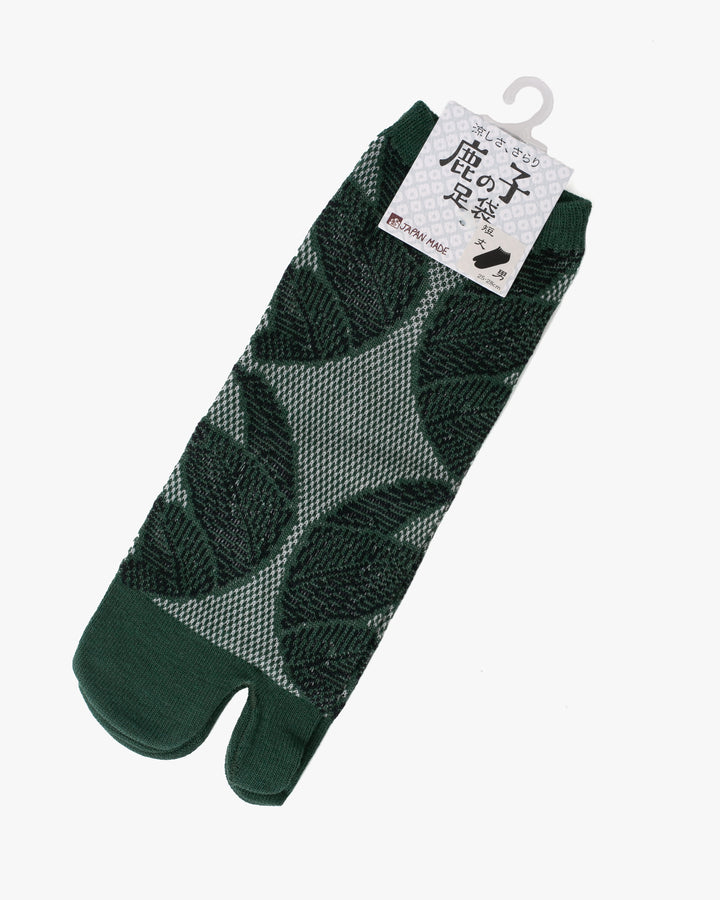 Wa Modern, Tabi Socks, Ankle, Kanoko Mesh, Green with Black Matsumon (M/L)