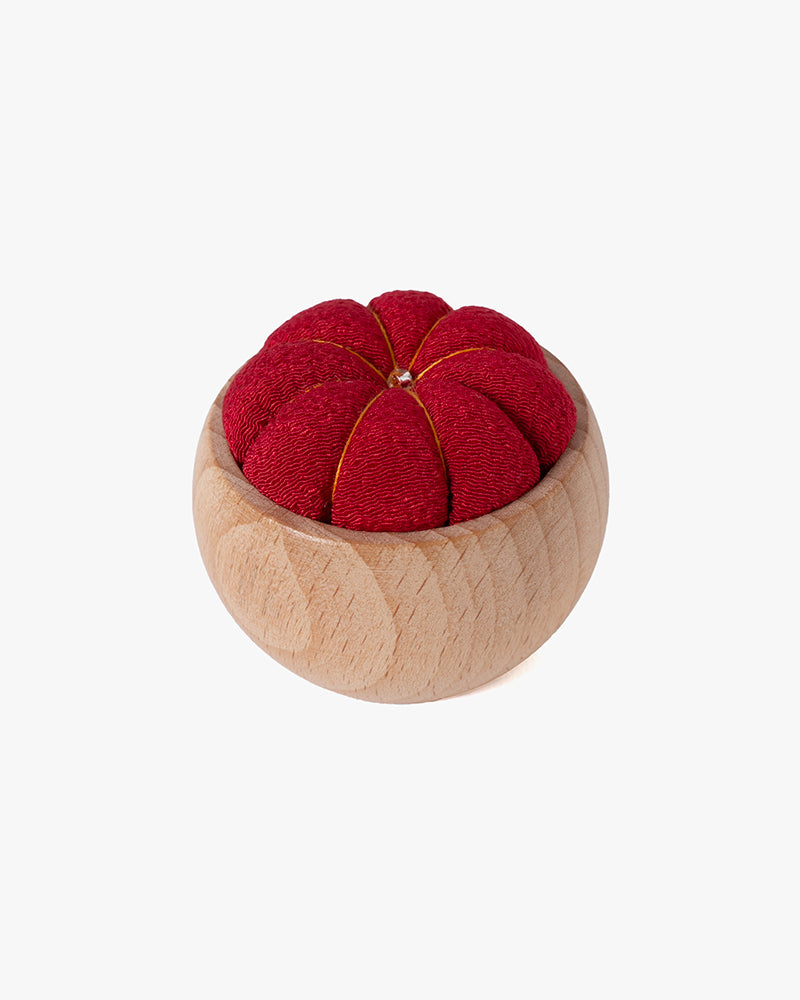 Hiro, Pin Cushion with Wooden Base, Red