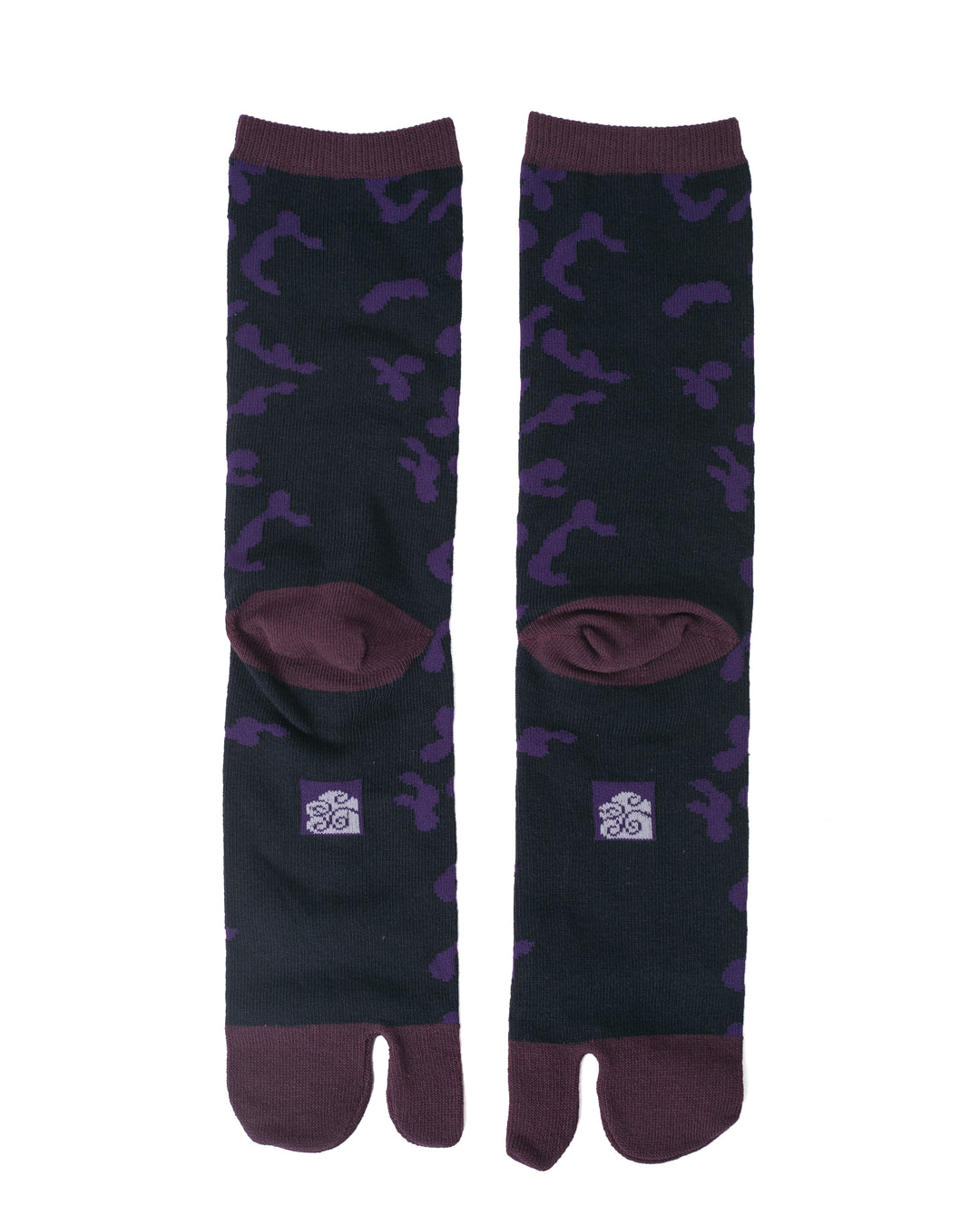 Wa Modern, Tabi Socks, Crew, Black with Purple Hyotan (M/L)
