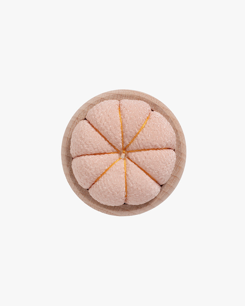 Hiro, Pin Cushion with Wooden Base, Peach