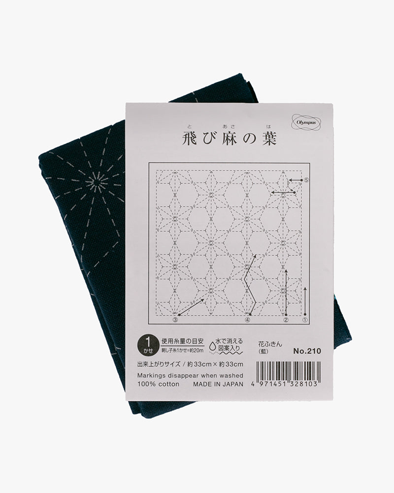Hana-Fukin Sashiko Sampler, Tobi Asanoha, Navy