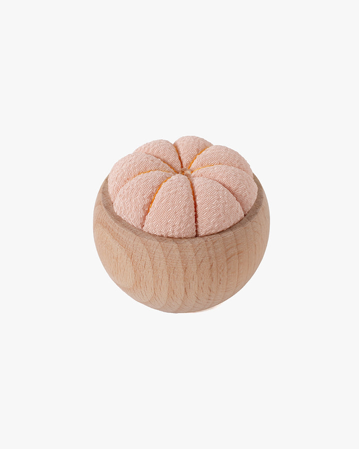 Hiro, Pin Cushion with Wooden Base, Peach