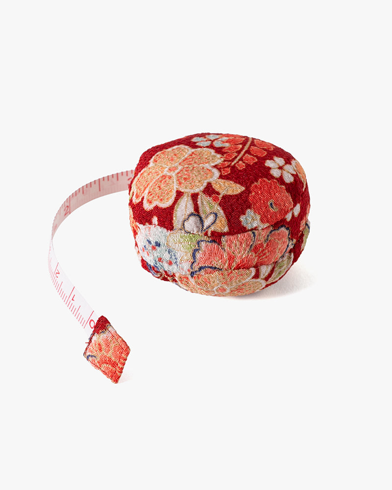 Hiro, Macaron Measure Pin Cushion, Red and Flowers
