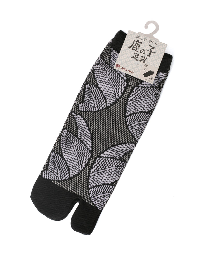 Wa Modern, Tabi Socks, Ankle, Kanoko Mesh, Black with White Matsumon (M/L)