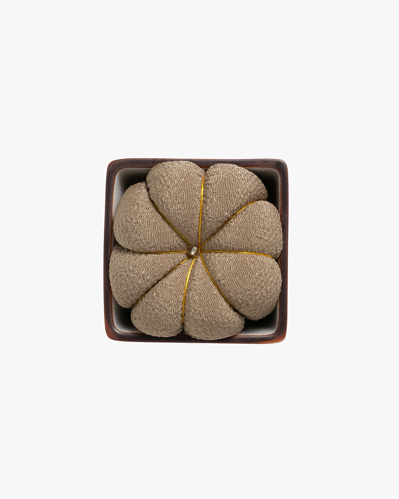 Hiro, Pin Cushion with Ceramic Base, Kutani, Beige