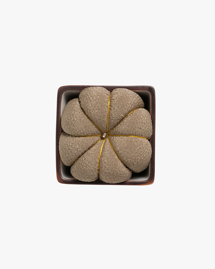 Hiro, Pin Cushion with Ceramic Base, Kutani, Beige