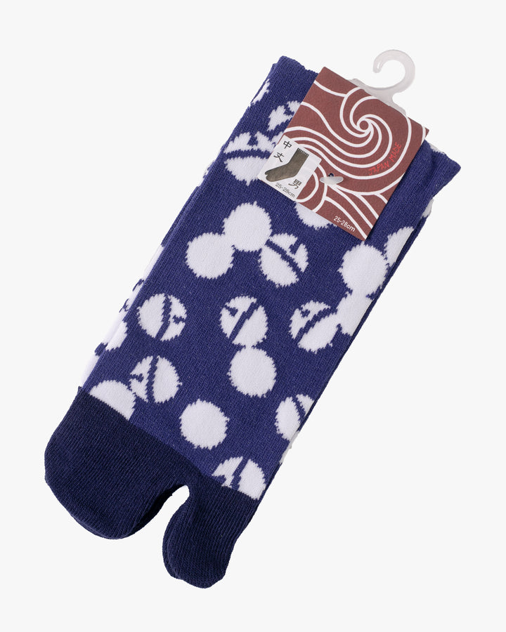 Wa Modern, Tabi Socks, Crew, Dark Blue with White Circles and Bells (M/L)