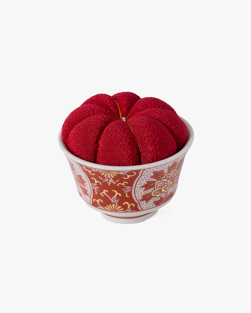 Hiro, Pin Cushion with Ceramic Base, Kutani, Red