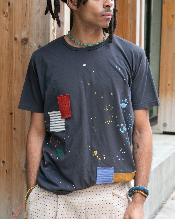 Kiriko Original Tee, 3.8 oz Cotton, Painter Tee with Patches, Grey