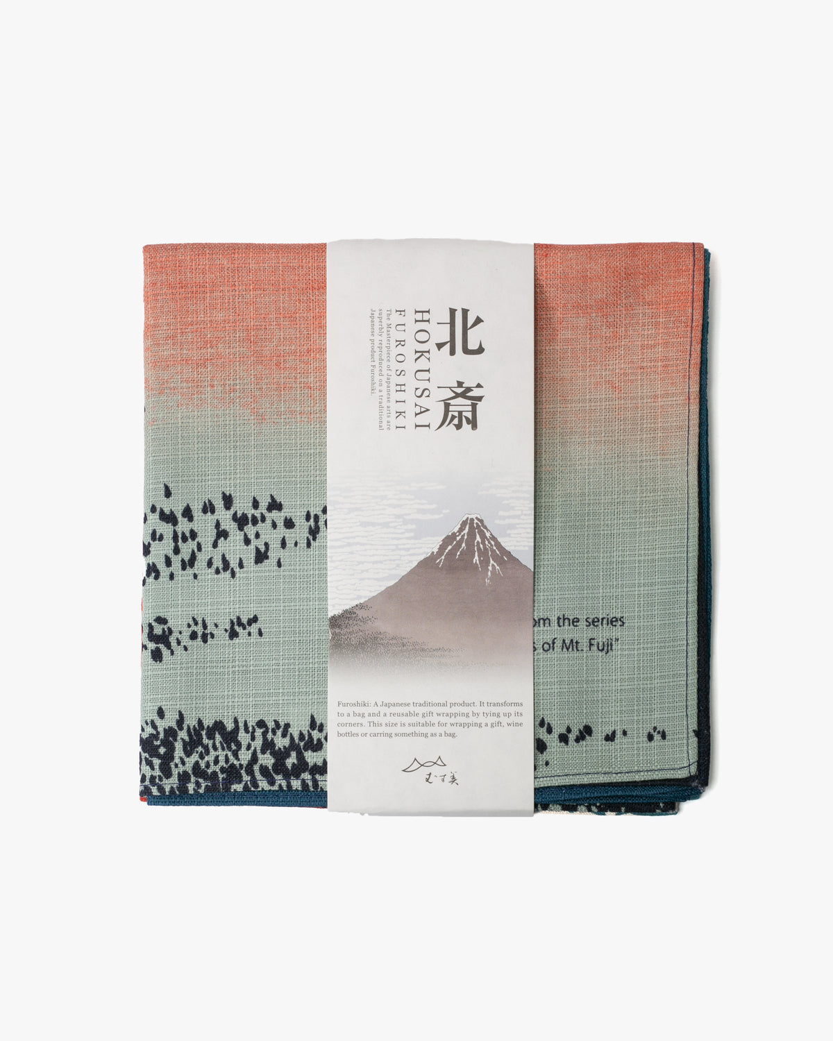 Modern Furoshiki, Musubi, Ukiyo-e, Fine Wind, Clear Morning by Hokusai, 27.5" x 27.5"