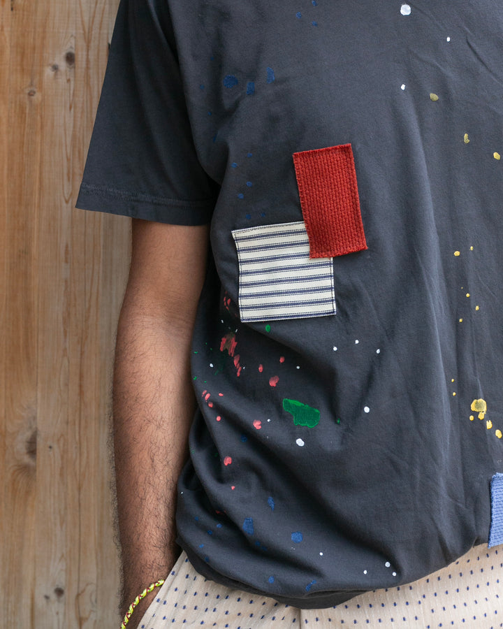 Kiriko Original Tee, 3.8 oz Cotton, Painter Tee with Patches, Grey