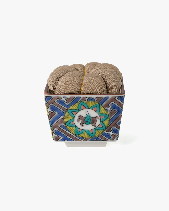 Hiro, Pin Cushion with Ceramic Base, Kutani, Beige