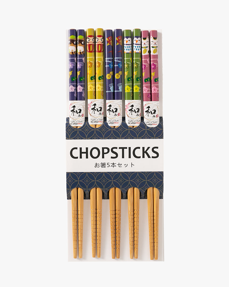 Urban Tokyo, 5 Piece Chopsticks Set, Lucky Symbols