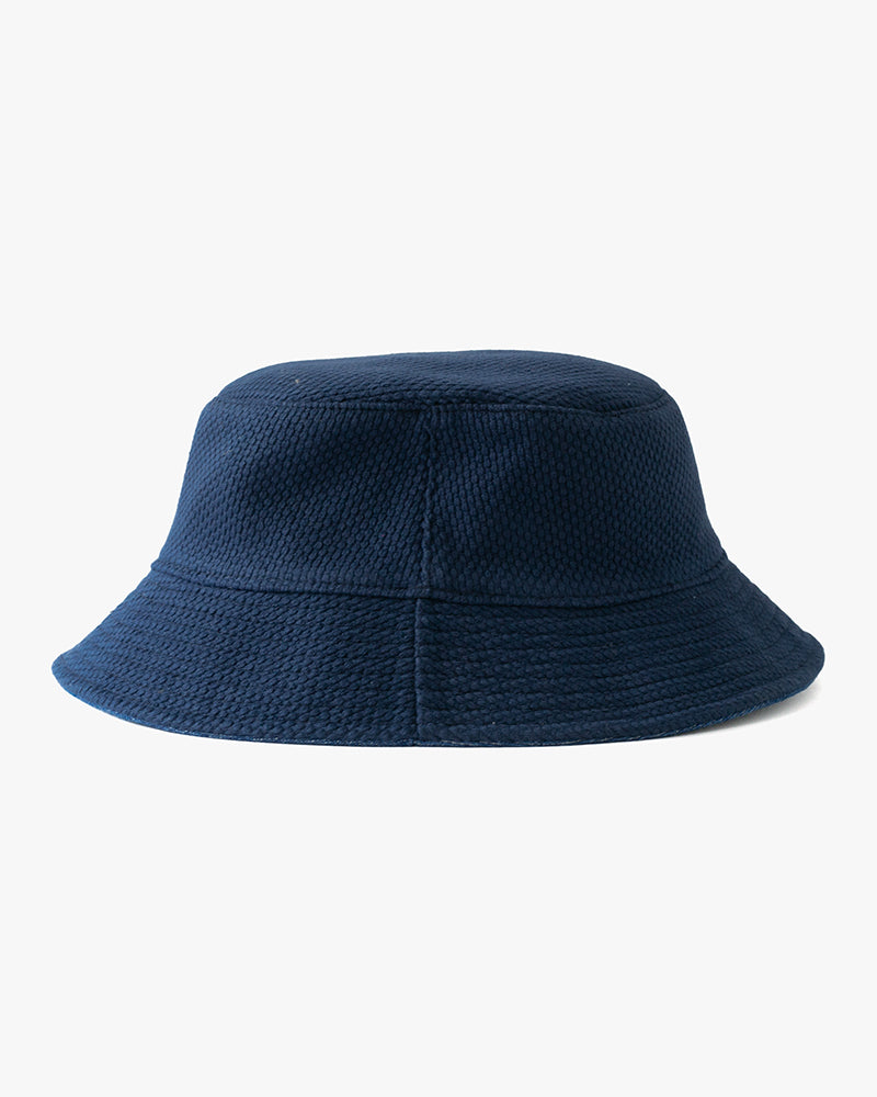 Kiriko Original Bucket Hat, Reversible Navy Sashi-ori and Denim