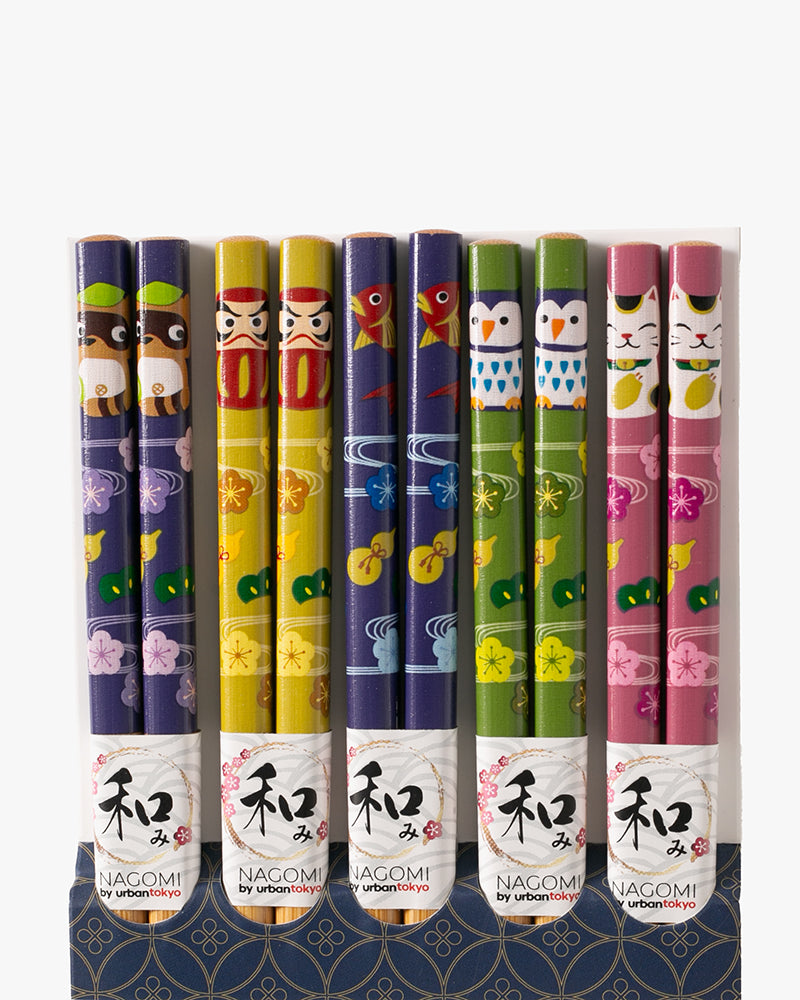 Urban Tokyo, 5 Piece Chopsticks Set, Lucky Symbols