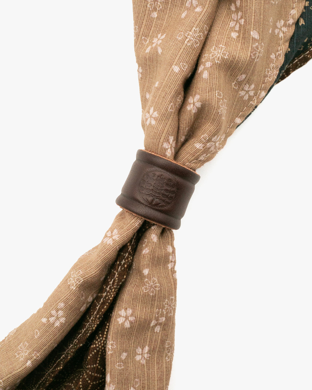 Kiriko Original Split Neckerchief, Brown Asanoha and Tan Sakura