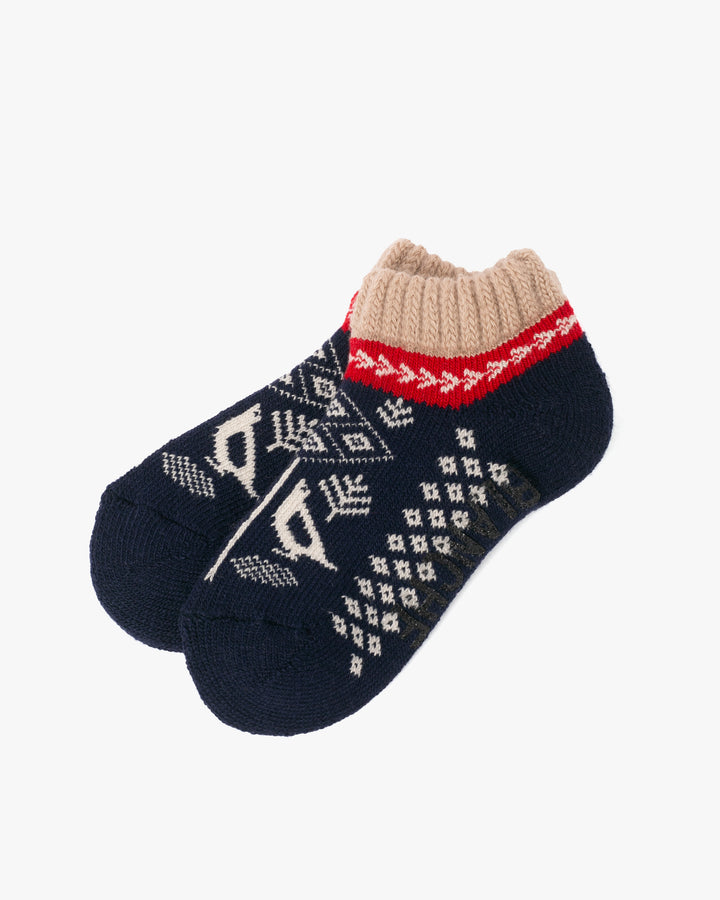 Debby Co., Ankle Socks, Maison Blanche Collection, Navy with Red and Beige
