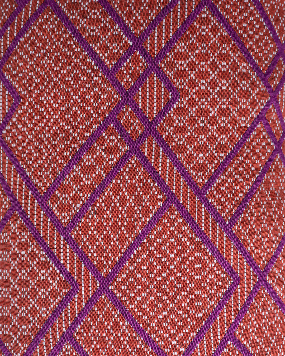 Kiriko Original Pillow, Burnt Scarlet with Red Violet Diamonds and White Patterns