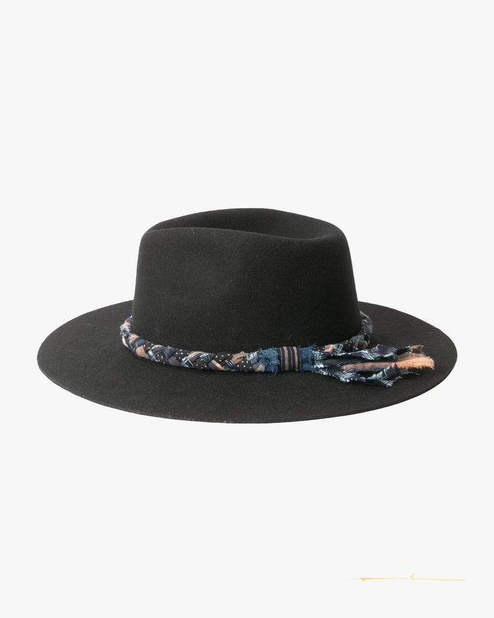 Kiriko Custom Felt Hat, Black with Indigo, Brixton, Kasuri and Plaid