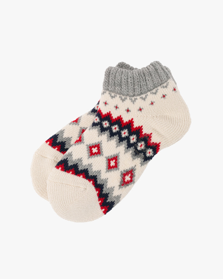 Debby Co., Ankle Socks, Maison Blanche Collection, White with Navy and Red